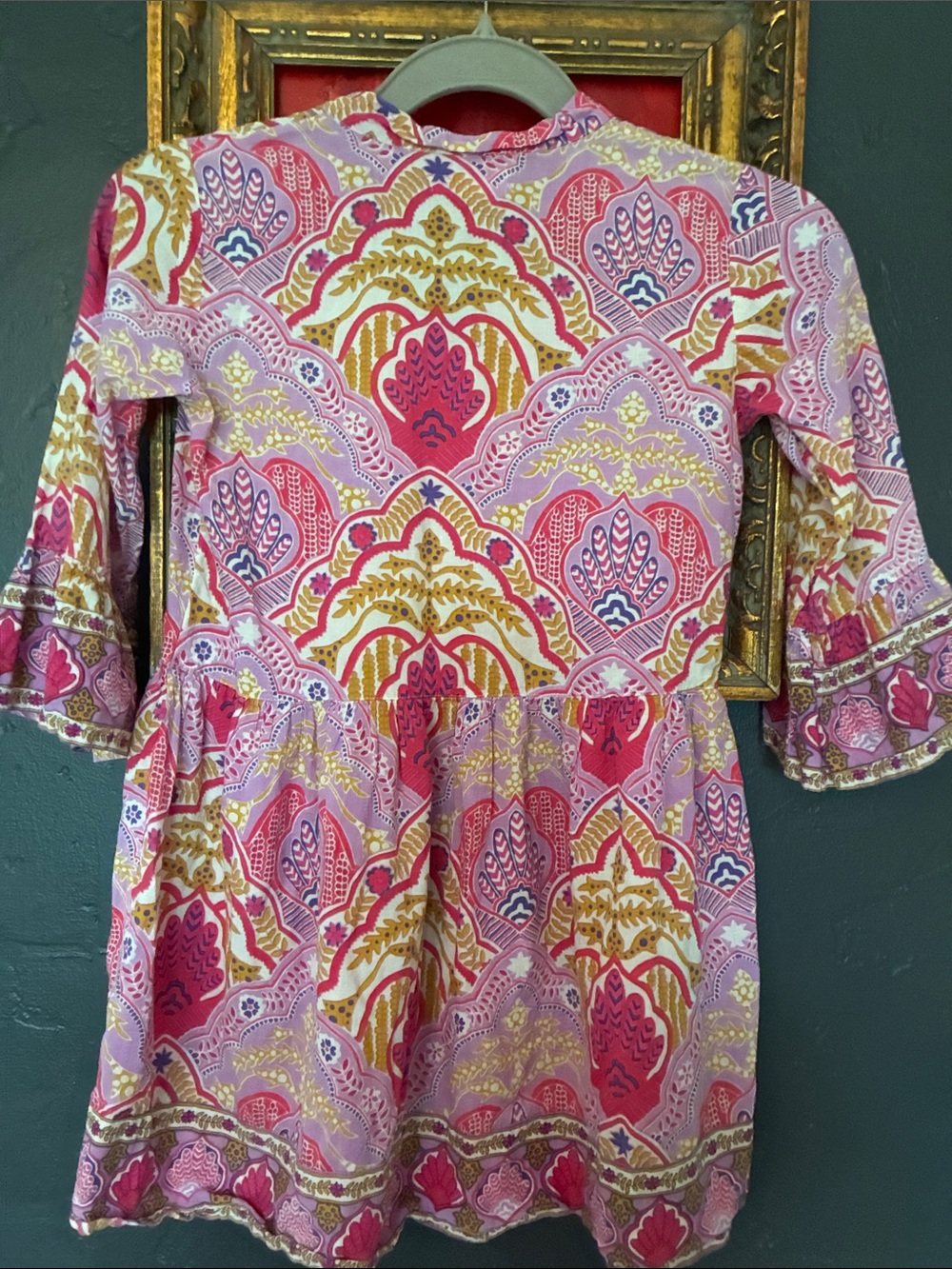Mary marshmallow Pink & Gold Paisley Tunic Dress - Picture 4 of 6